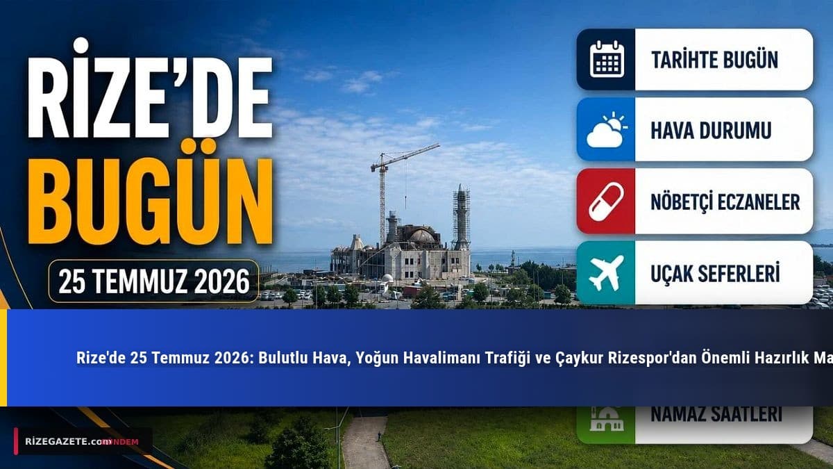 Rize'de 25 Temmuz 2026: Bulutlu Hava, Yoğun Havalimanı Trafiği ve Çaykur Rizespor'dan Önemli Hazırlık Maçı