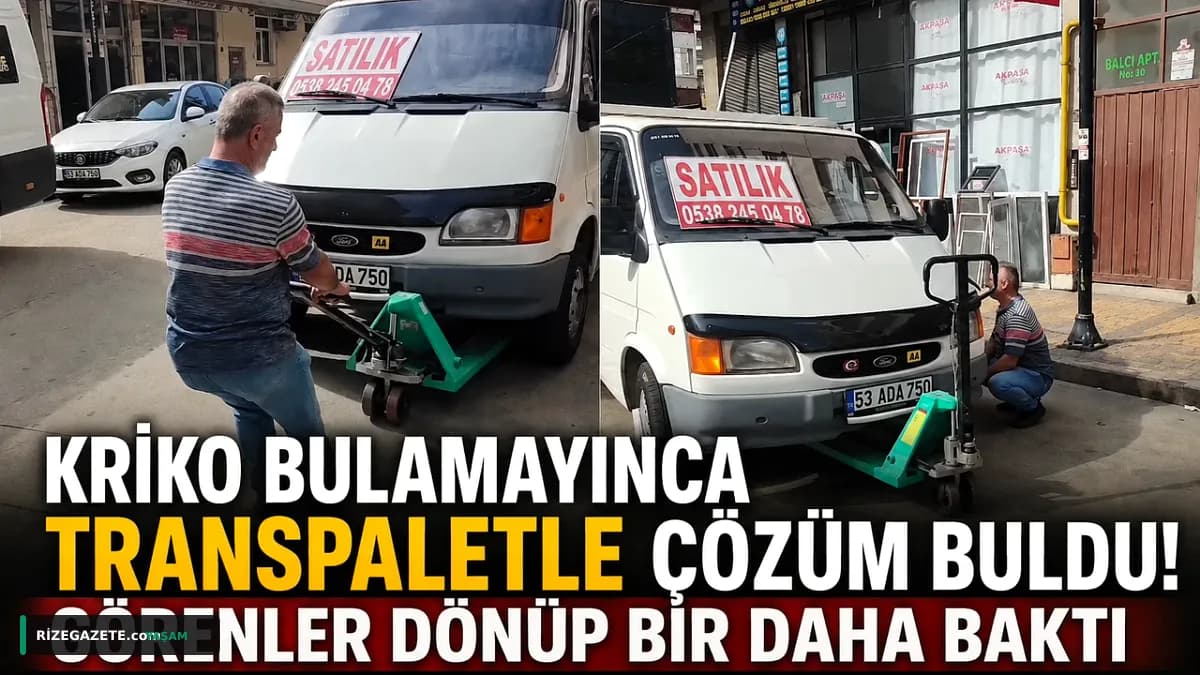 Rize'de Minibüs Şoförünün Kriko Yokluğuna 'Transpaletli' Çözümü Sosyal Medyada Viral Oldu!
