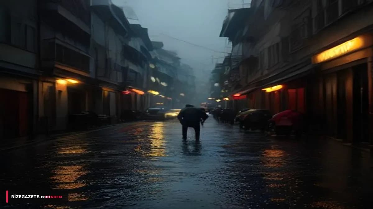 Rize'de 10 Dakikalık Dehşet: Şiddetli Sağanak Cadde ve Sokakları Göle Çevirdi, Hayat Felç Oldu!